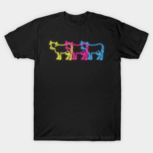 Neon Cow Pastoral Farmer Farming Farm Agriculture T-Shirt by TheTeeBee